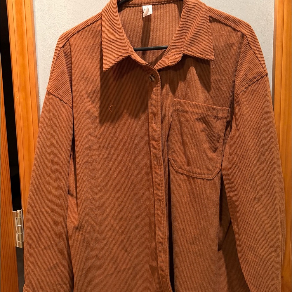 ZYIA Women's Brown Corduroy Button Down Shirt
